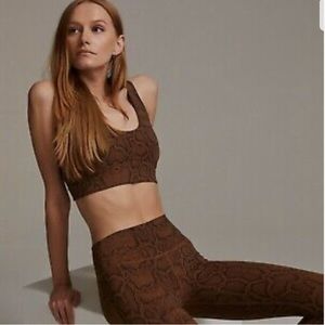 Varley Leggings Luna Burnt Snake Brown Animal Print Dry Wick Large like new